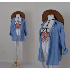 Vintage‎ Micro Plaid Long Sleeve Blouse